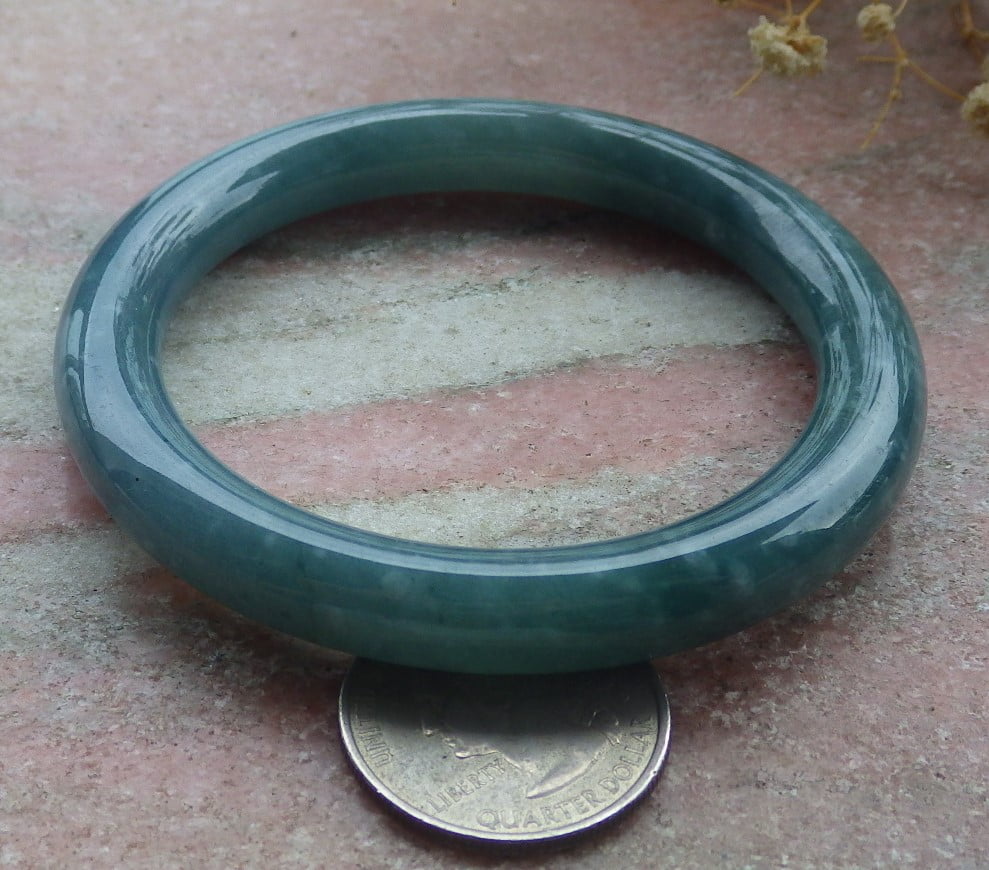 Green Natural A JADE Jadeite Circle Bangle Bracelet 55 mm 680207 TN