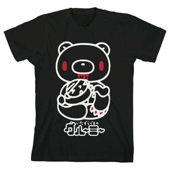 Bioworld Gloomy Bear and Pity White Line Character Art Youth Black Short Sleeve Crew Neck Tee-XS