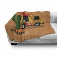 thumbnail image 3 of Mexican Soft Flannel Fleece Blanket, Taco Food Truck with Sombrero a Cactus Music Maracas Instrument Print Latin America, Cozy Plush for Indoor and Outdoor Use, 60" x 80", Multicolor, by Ambesonne, 3 of 6