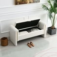 Modern Bed End Bench with Arms, Teddy Upholstered Large Foot Rest Stool