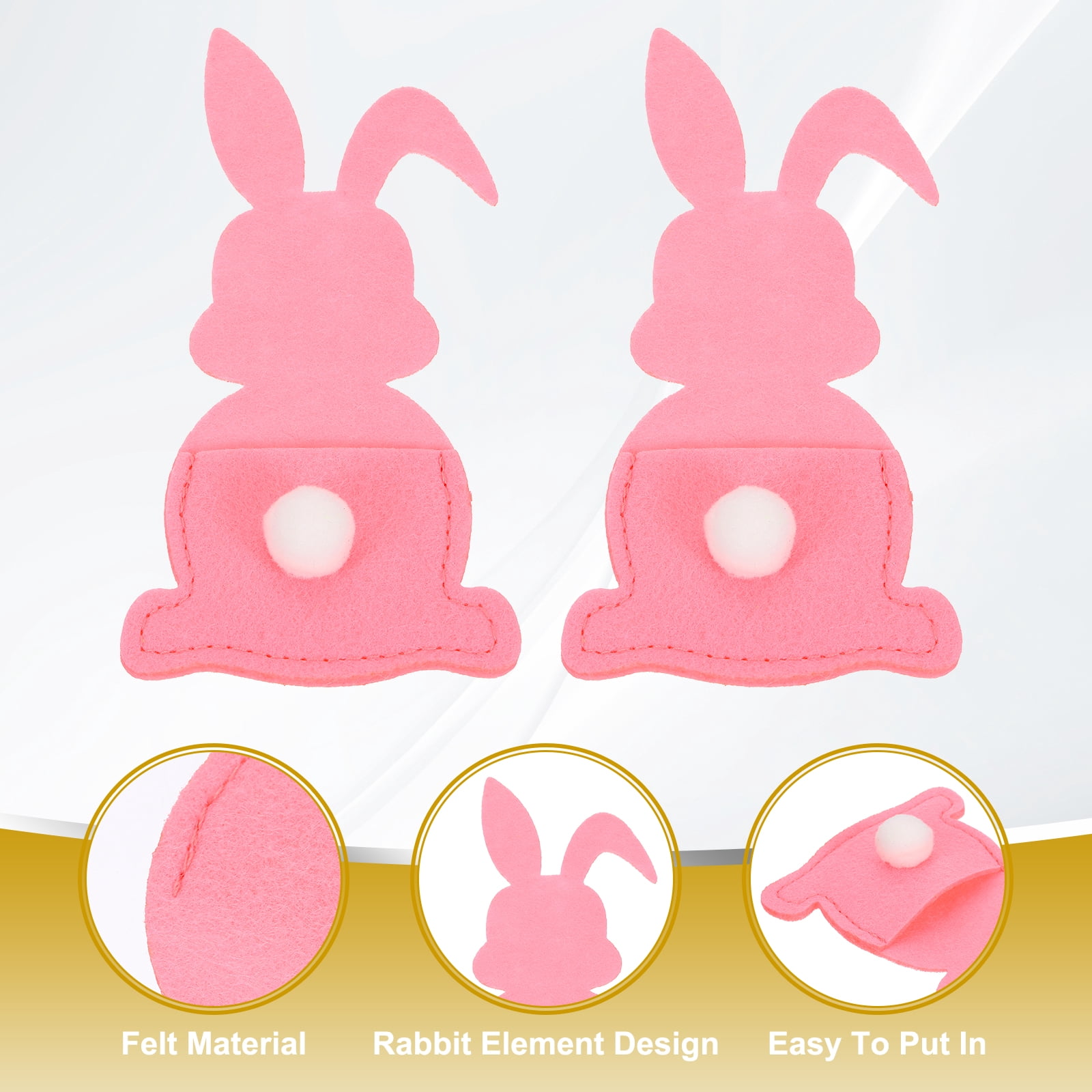 Uxcell 36Pcs Easter Bunny Utensil Cutlery Holder, 5.9x3.2" Felt Easter Cutlery Holders Cutlery Sleeve for Knife Forks Settings Tableware Decoration Wedding Birthday Party, Pink