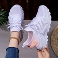 thumbnail image 7 of Domuza Women's Chunky Platform Sneakers Tennis Running Walking Mesh Shoes Orthopedic Breathable Classic Lace Up Low Top Sneakers Pink 9（EU-42）, 7 of 7