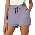thumbnail image 1 of MKLEKYY Pantalones Cortos Para Mujer, De Color Liso, Informales, Con Bolsillos Y Cordón, Elegantes Pantalones Cortos De Playa De Tejido Liso., 1 of 4