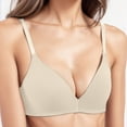 thumbnail image 2 of PEASKJP Padded Bra for Women Underwire Unlined T-Back Plus Size Lacy Padded Full Coverage Racerback T-Shirt Bras, Beige 34, 2 of 4