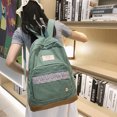 thumbnail image 4 of Mochila escolar para mujer, mochila de viaje de retazos de gran capacidad (verde), 4 of 5