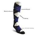 thumbnail image 2 of Golf Knickers Colorful Knee High Argyle Cotton Socks For Men Women and Youth - GGGG: Black/Royal/White - Youth, 2 of 2