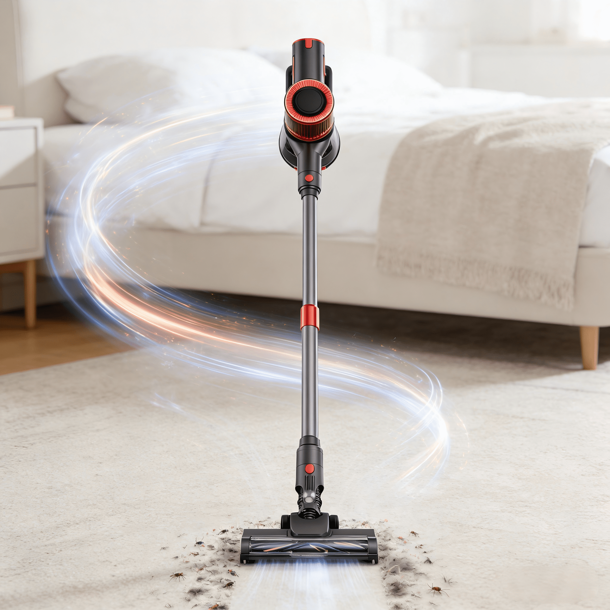 JIGOO C200 Cordless Stick Vacuum Cleaner, 23KPa Strong Suction, 40-Min Runtime, Lightweight for Carpet, Hard Floor, Pet Hair, LED Headlight, Telescopic Metal Tube, Gray (US Plug)