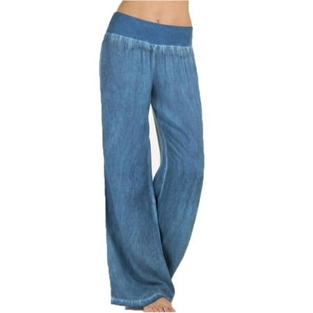 Black Straight Leg Trousers - Plus Size Womens Yoga Palazzo Trousers Summer High Waist Wide Leg Loose Pants