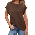 thumbnail image 2 of Short Sleeve Sweater for Women Crew Neck Ribbed Knit Vests Pullover Tops, 2 of 5