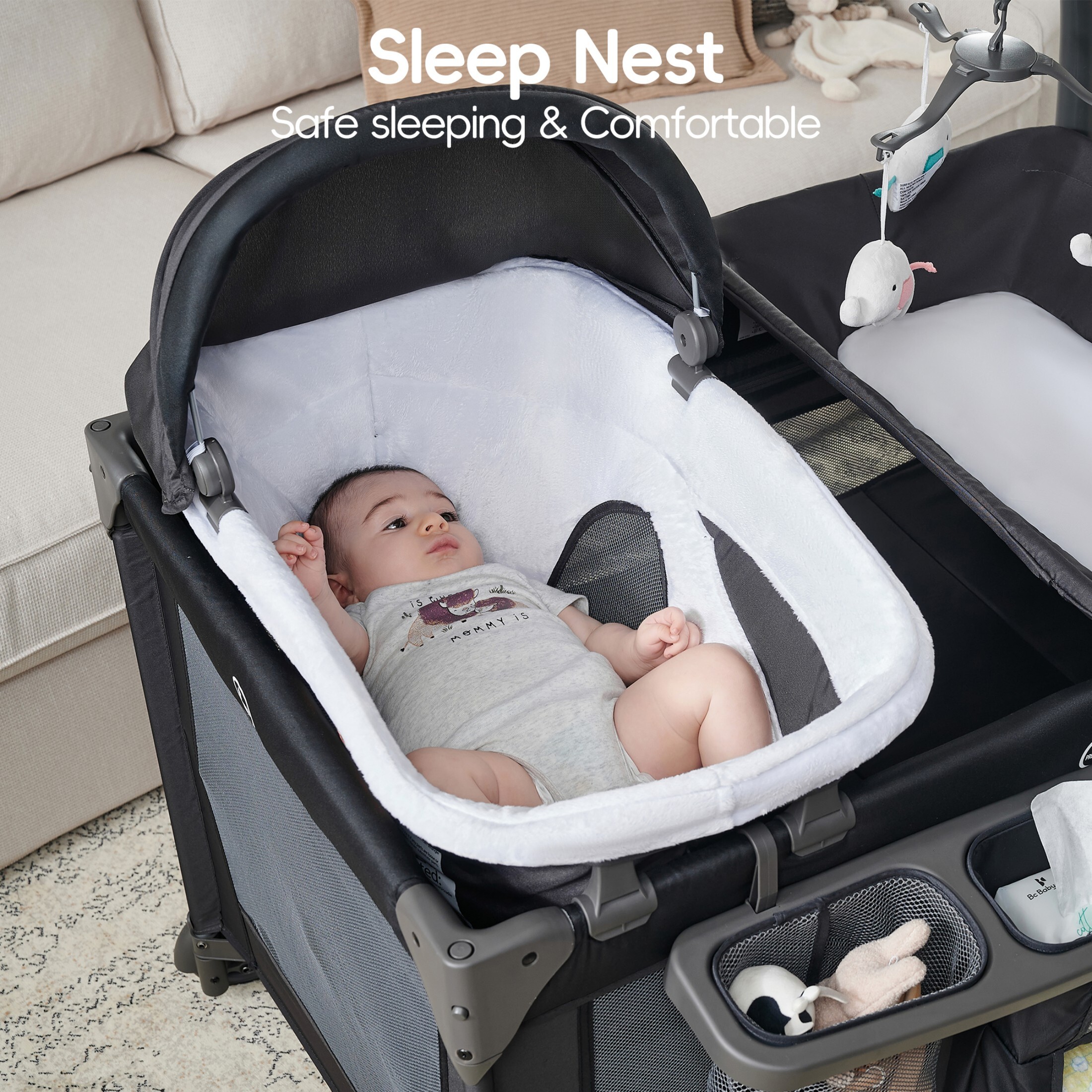 Pamo Babe 4-in-1 Baby Playard with Bassinet and Changing Table photo 5