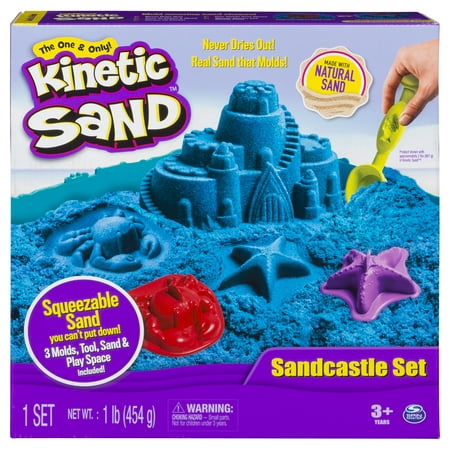 Kinetic Sand - Sandcastle Set with 1lb of Kinetic Sand and Tools and Molds (Color May