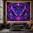 thumbnail image 6 of Moth and Moon Phases Against Cosmic Sky, Mystical Gothic for Dark Art Lovers, Psychedelic Decor Art, Halloween Gift, Tapestry Wall Hanging for Bedroom and Living Room, 6 of 7