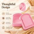 thumbnail image 3 of Portable Bamboo Fiber Sandwich Container, 2.1 Quart Lunch Box with Secure Lid, Reusable Meal Storage for Toast, Rice, Snacks, Travel, Work, Picnic, Camping and Kitchen, Pink, 3 of 6