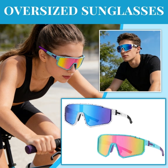 Polarized Sports Sunglasses, Running Sunglasses, Plastic Sunglasses, Pink Goggles, Pink Frame, Iridescent Lens, Purple Arm, Eye Protection Goggles, Sports & Outdoor, Outdoor