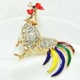 thumbnail image 1 of Pin de pecho de gallo de imitación multicolor Hugo Gallo de gallo Broche dorado, 1 of 10