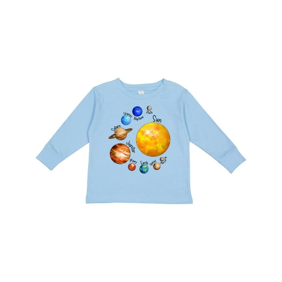 Inktastic Sun and Planets Yes, and Pluto Boys or Girls Long Sleeve Toddler T-Shirt