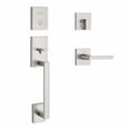 thumbnail image 1 of Kwikset San Clemente Front Door Lock Handle and Deadbolt Set, Entry Handleset Exterior with Interior Reversible Lever, Satin Nickel, Pick Resistant SmartKey Rekey Deadbolt Security, 1 of 3