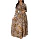 thumbnail image 3 of Vestido maxi casual de mujer manga 3/4 estampado floral cuello en V vestido de fiesta suelto otoño, 3 of 5