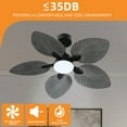 thumbnail image 5 of Craftian 42" Tropical Smart Ceiling Fan with LED Light & Remote, Alexa & Google Compatible, Quiet Reversible DC Motor, 5 Palm Leaf Blades - Gray, 5 of 11