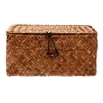 thumbnail image 1 of CNKOO 1Pc Seaweed Storage Box Seagrass Storage Case Handmade Woven Basket with Lid, 1 of 6