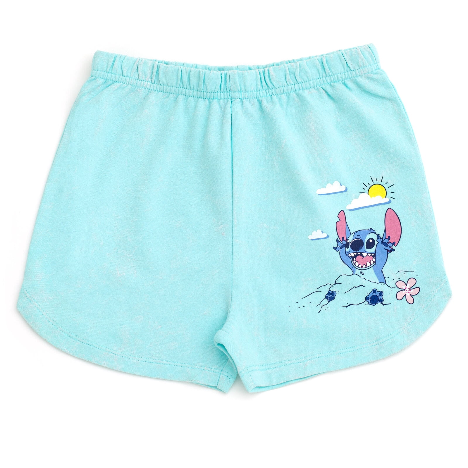 Disney Lilo & Stitch Big Girls' Short Sleeve Graphic T-Shirt and French Terry Shorts Set Light Blue Optic Wash Stitch