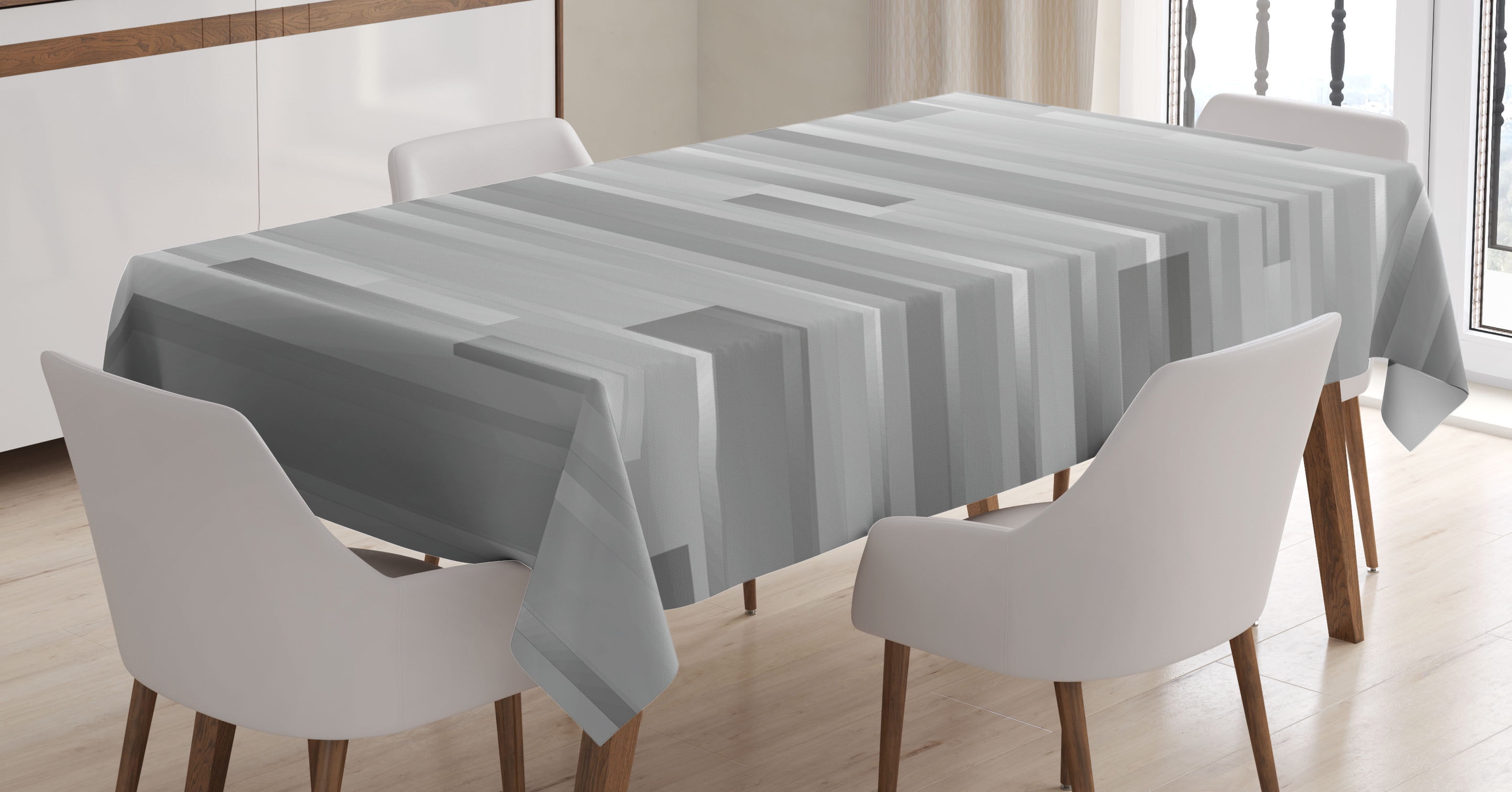 Modern Decor Tablecloth, Futuristic Striped Forms Artistic