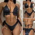 thumbnail image 2 of Women Bikini Set 2 Pcs/Set Swimming Low-cut Stylish Snake Skin Texture Summer Swimwear, 2 of 5