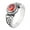 Silver Red Stone, variant on Men's Stainless Steel Vintage Round Gemstone Siget Ring Classic Engraved Weave Twisted Titanium Finger Jewelry Silver Red Stone Size 9