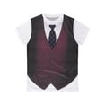 thumbnail image 3 of Yartina Mens Fake Two-Piece 3D Print T-Shirt Round Neck Short Sleeve T-Shirt Burgundy 4XL, 3 of 7