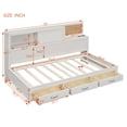 thumbnail image 4 of Twin Size Wooden Daybed with 3 Drawers and Shelves, Practical Daybed with Socket USB Interface, for Bedroom, White, 4 of 9