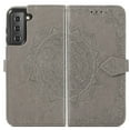 thumbnail image 2 of SaniMore for Samsung Galaxy S22 6.1" 2022 Wallet Case with Embossed Mandala PU Leather Flip Protection Wrist Strap Credit Card Holder Pocket Kickstand Shockproof Case for Galaxy S22 6.1" 2022, Gray, 2 of 11