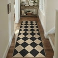 thumbnail image 4 of BERTHMEER Checkered 2x6 Easy Jute Runner Rug for Entryway Non Slip Washable Rug for Kitchen Indoor, Checkerboard Black Indoor Outdoor Carpet for Hallway Entry Front Door, 4 of 8