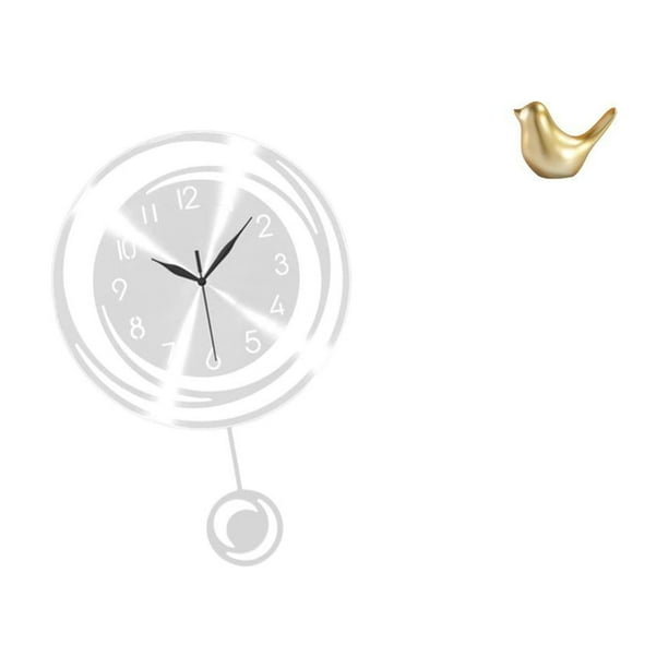 Reloj De Pared Con Pájaros Dorados, Moderno Adorno Decorativo Para El Hogar, Grandes Números Arábigos, Ligero Y Silencioso, Escultura Acrílica Para Cocina, Estudio, Granja, Escritorio,