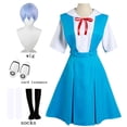 thumbnail image 1 of Disfraz de Cosplay Rei Ayanami Asuka Langley Soryu para niña y mujer, uniforme escolar, vestidos, peluca, pinzas para el pelo, ropa de Halloween Loli, 1 of 4