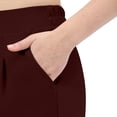 thumbnail image 6 of Stamzod Plus Size Pants for Women Cropped Work Trousers High-Waisted Button Straight Leg Dress Pants with Pockets Business Casual Outfits Wine M, 6 of 9