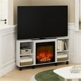 thumbnail image 4 of Pemberly Row Corner Fireplace TV Stand with 4 Open Compartments Solid White, 4 of 6