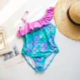 thumbnail image 2 of TOOYOU Girls Swimwear Swimsuit One-Piece Bathing Suit Kids Summer Hawaian One Shoulder Ruffle Swimwear Sweet Girl Swimsuits For Size 9-10 Years Green, 2 of 5