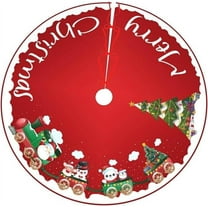 Christmas Tree Skirt 35.43inch Red Circle Xmas Tree Mat Base Cover Christmas Tree Decoration Bottom Tree Skirt Christmas Tree Ornaments for Xmas Festive Holiday Party Decoration