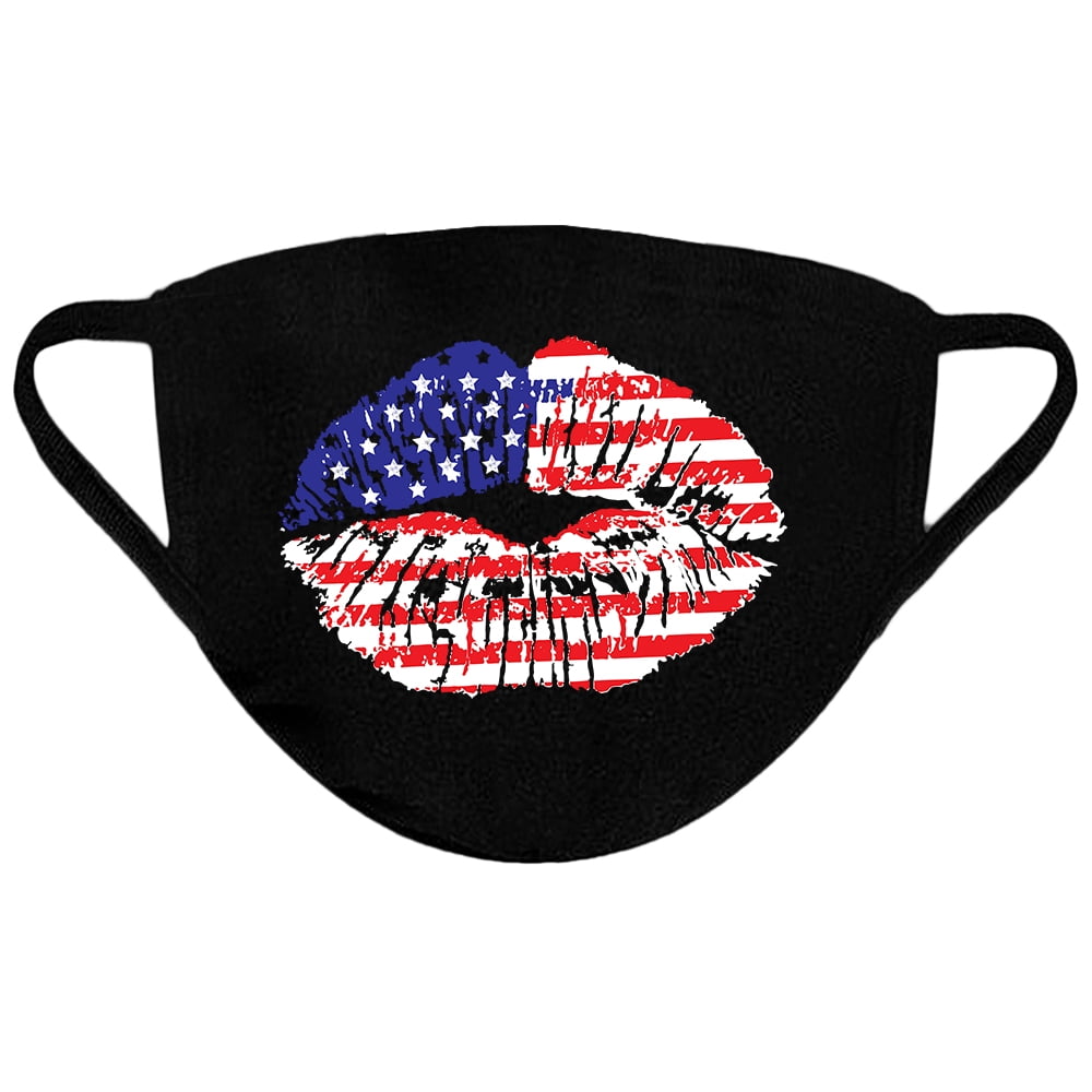 Washable Face Mask Cloth Reusable Fabric Mouth Mask 100% Cotton Face Mask American Lips USA Facial Cover Protection Breathable Mask Cute