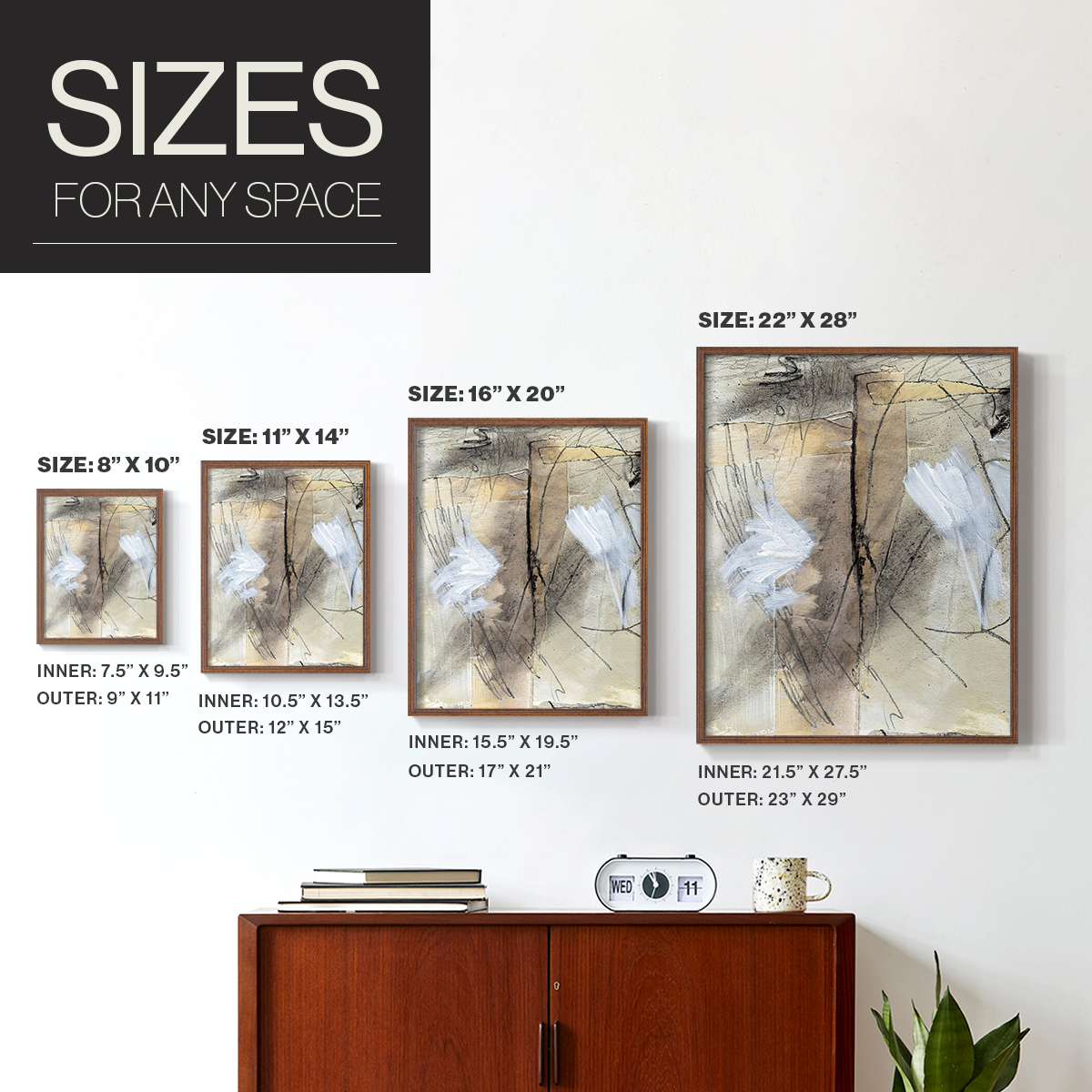 Masked Notes VIII Framed Print in Brown Solid Wood Framed Print No Nail Hanging
