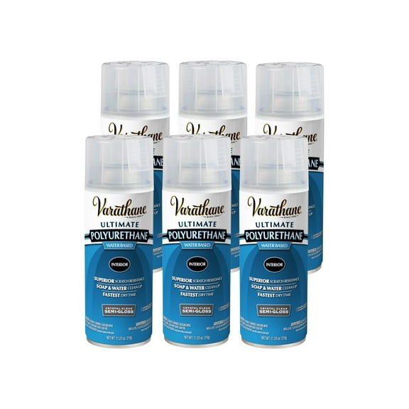Varathane Ultimate Polyurethane Water-Based Semi-Gloss - Durable Finish - 6 Pack, 11.25 oz