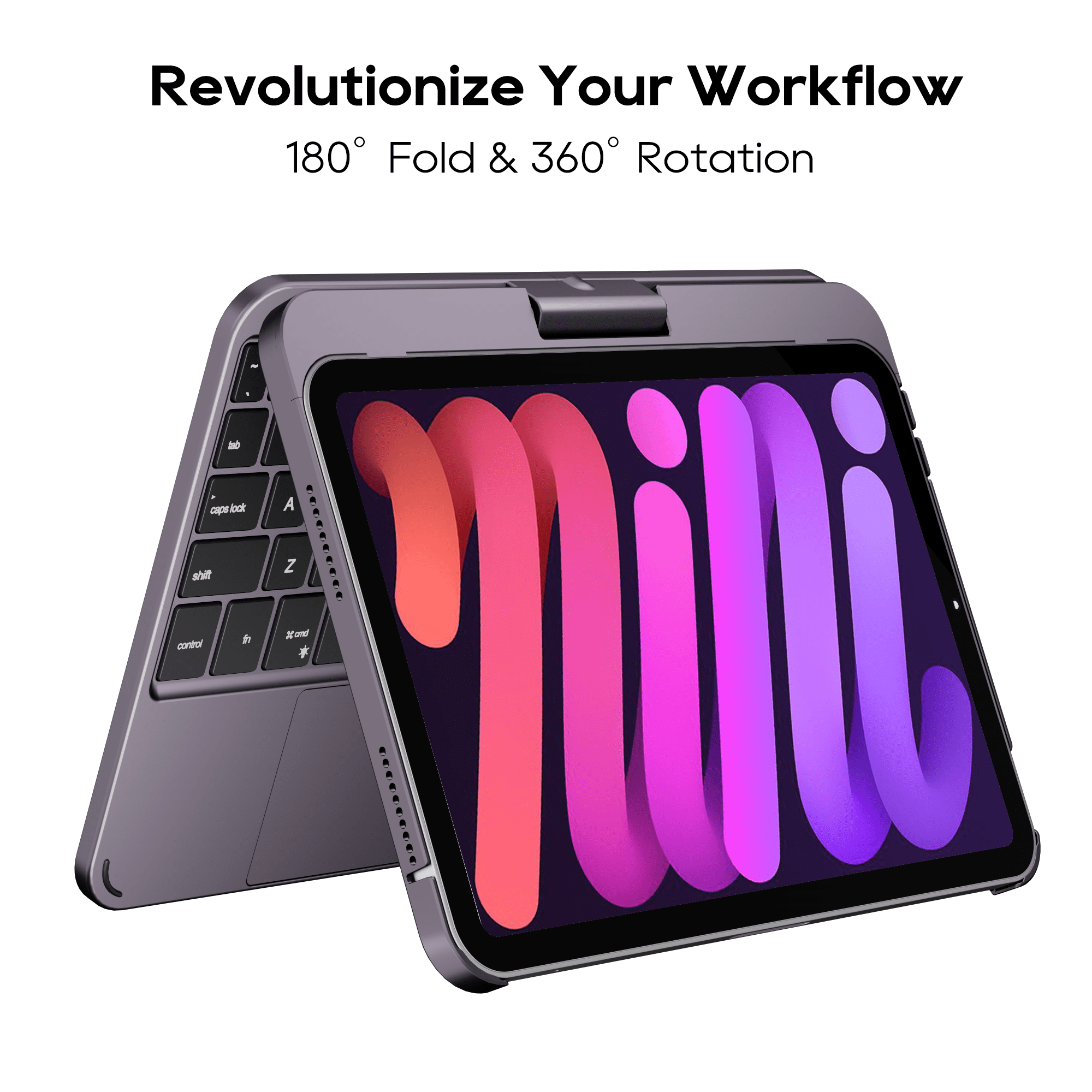 edaiser Swivel Keyboard Case Compatible with Apple iPad Mini 7th Gen 2024 (A17 Pro) & iPad Mini 6th Generation 8.3-inch 2021, Rotatable Cover with RGB Backlit, Multi-Touch Trackpad, Metallic Purple
