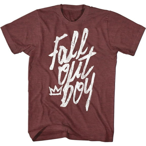 Fall Out Boy Logo Handwritten Vintage Maroon Heather Adult T-Shirt