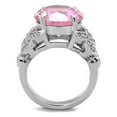 thumbnail image 2 of Silver Womens Ring Rose Pink Anillo Para Mujer Stainless Steel Ring with AAA Grade CZ Rosa, 2 of 4