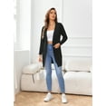 thumbnail image 4 of CALIPESSA Drop Shoulder Cable Knit Pocket Patched Casual Long Sleeve Black Cardigan For Womens, 4 of 5
