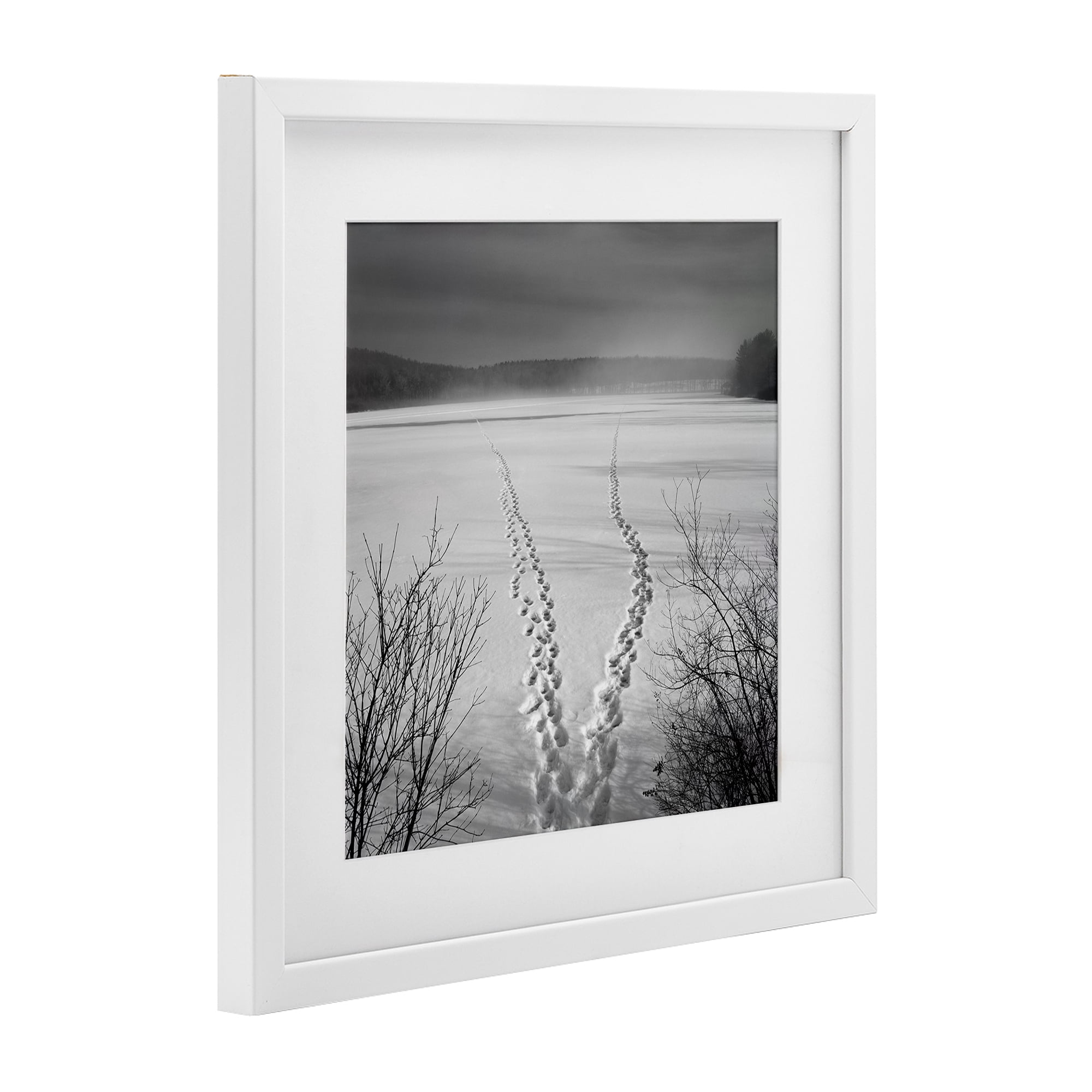 Stupell Industries Snowstep Tracks Across Frozen Lakes White Framed Print Under Glass, design by Chip Forelli