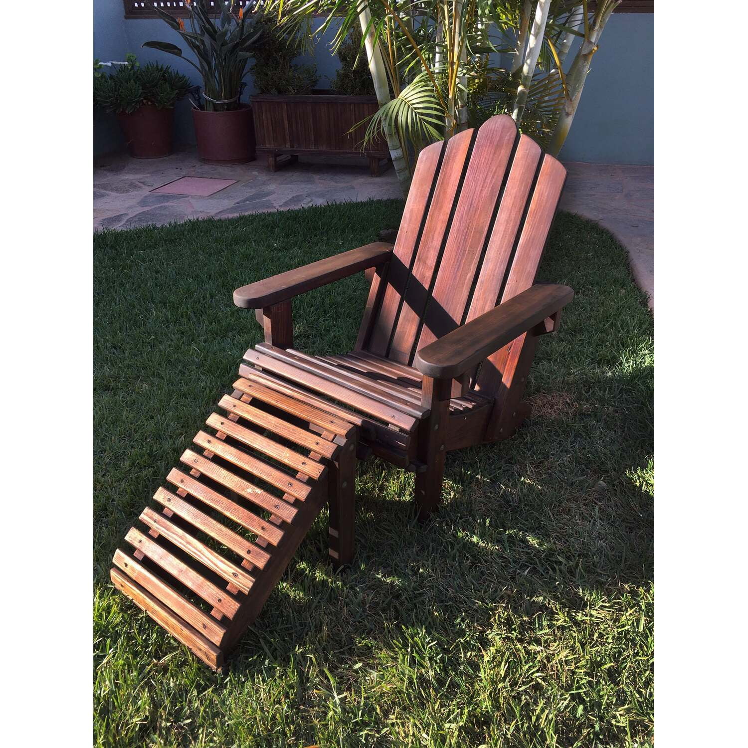 Best Redwood 36" Solid Wood Adirondack Chair in Natural Heart Stain
