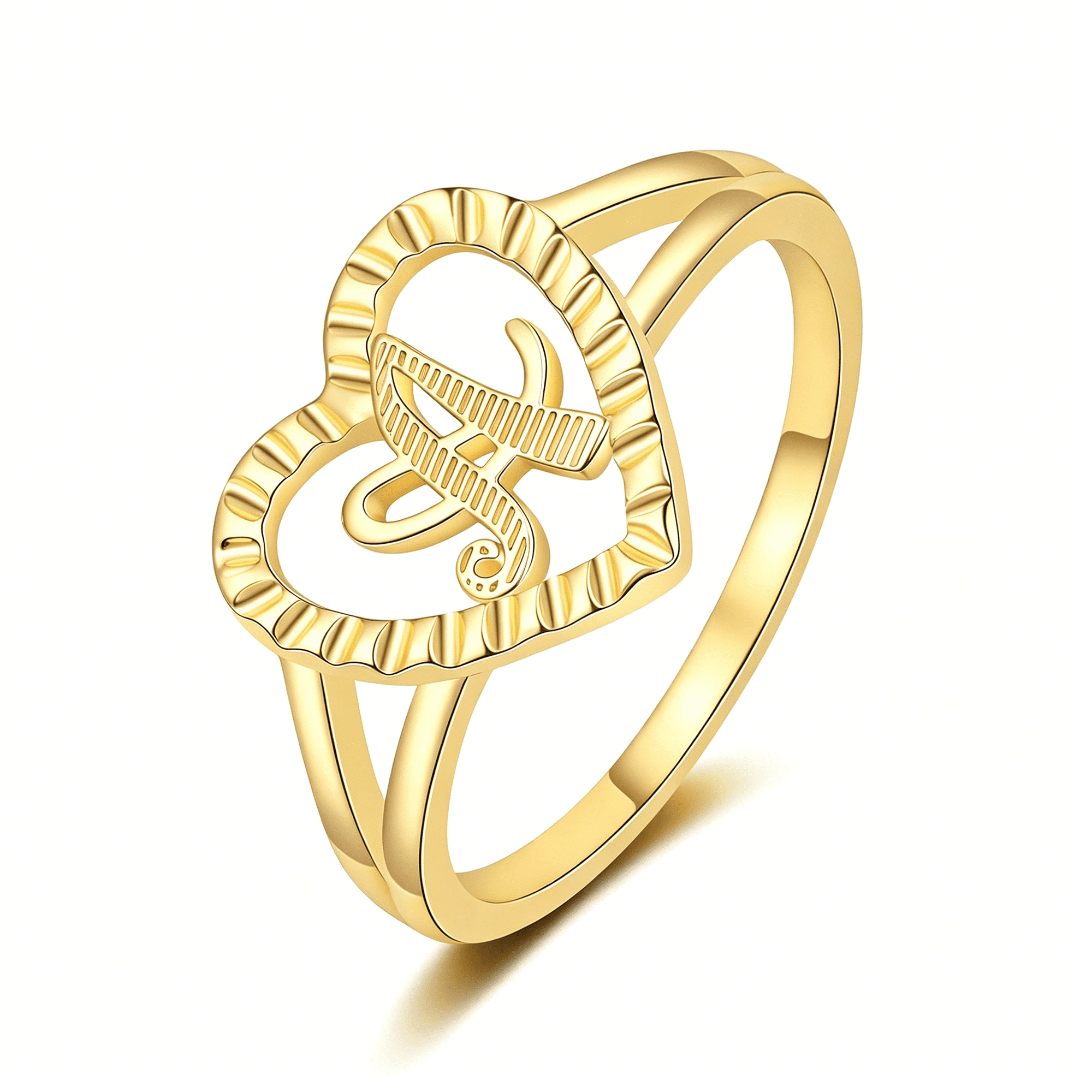 DESIGNICE Gold Initial Rings for Women Non Tarnish 14K Gold Plated Vintage Heart Thumb Rings Personalized Carved Letter Statement Stackable Rings Size 6-10 Jewelry Gifts