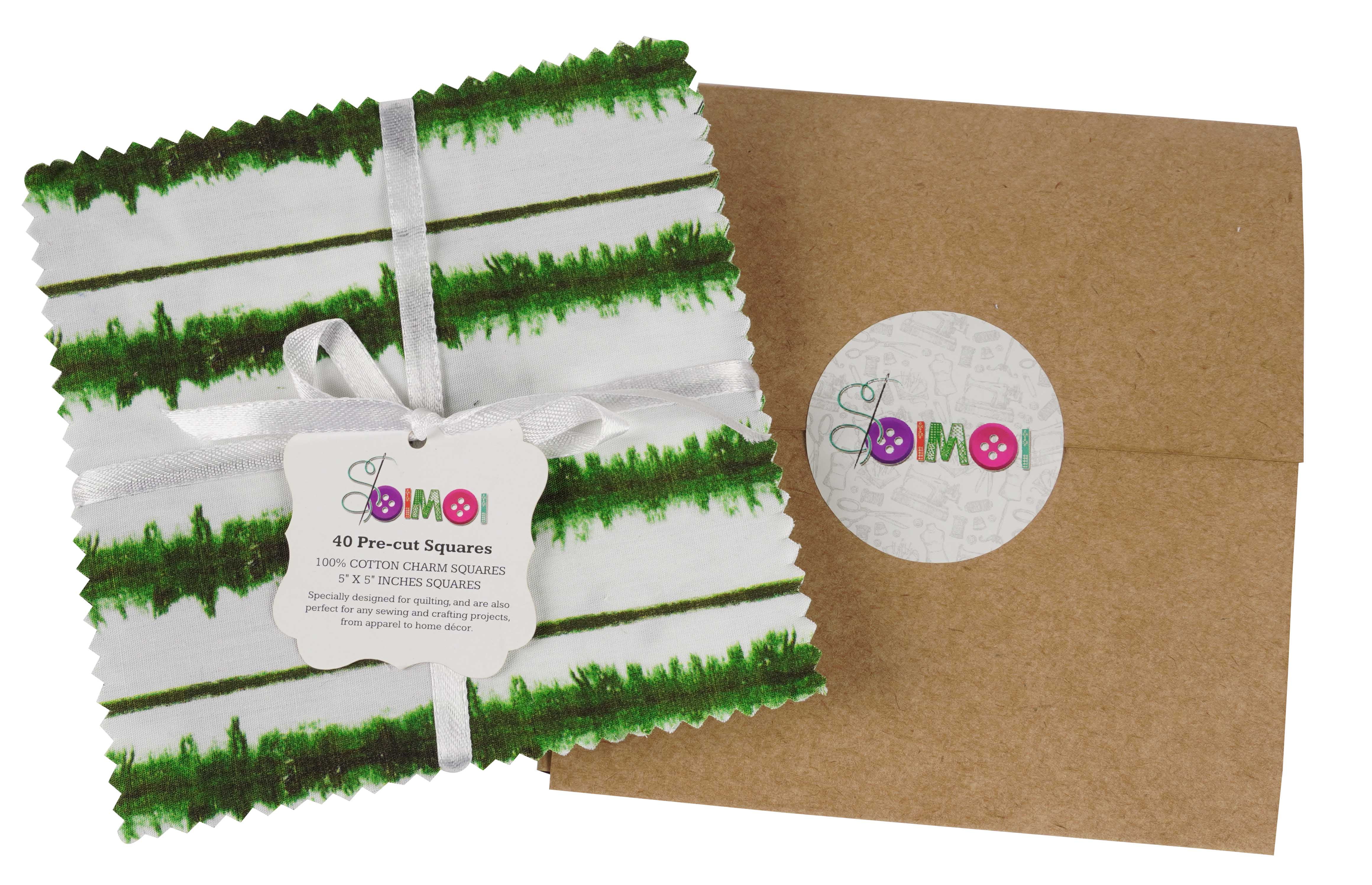 Soimoi Tie Dye Print&nbsp;Precut 10-inch Cotton&nbsp;Fabric&nbsp;Quilting&nbsp;Squares&nbsp;Charm Pack DIY Patchwork Sewing Craft-White