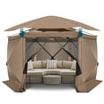 thumbnail image 4 of COBIZI Pop up Gazebo Screen Tent Screen House for Camping,12x12 Gazebo with Removable Roof, Outdoor Screened Gazebo with Sidewalls, Tent with Carry Bag and Ground Stakes,Khaki(Upgraded), 4 of 13
